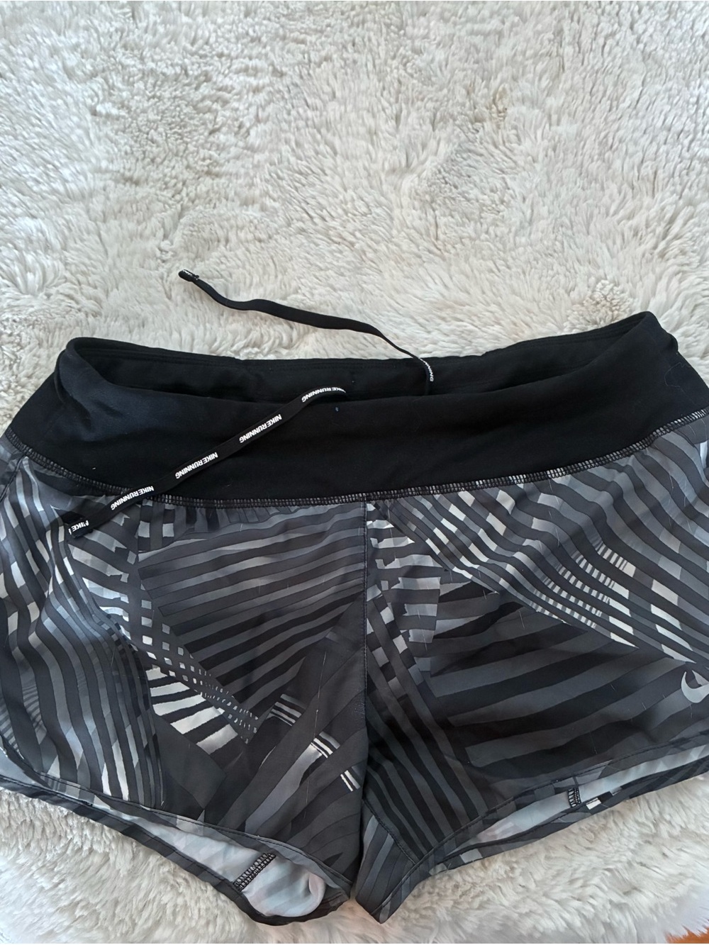 Nike Women’s Black & Gray Striped Athletic Shorts